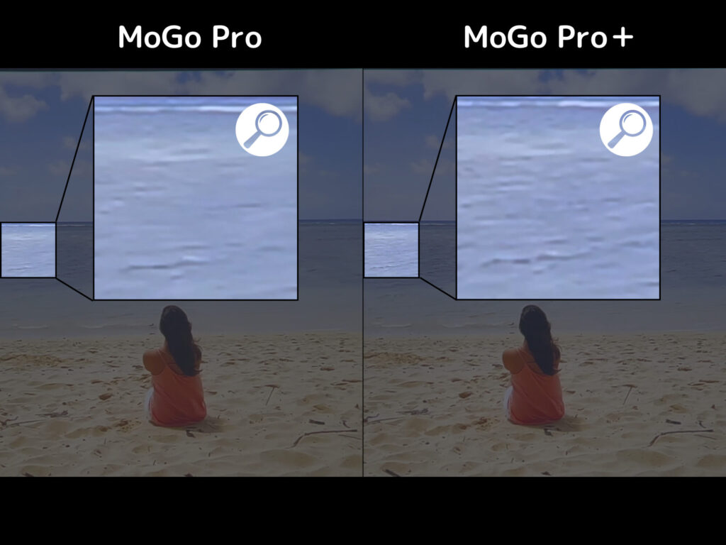 MoGo ProとMoGo Pro+海の映像拡大比較