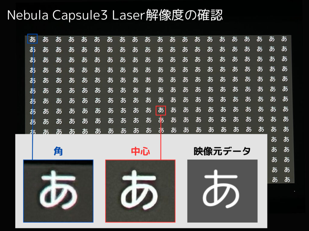 Nebula Capsule3 Laserの解像度を確認