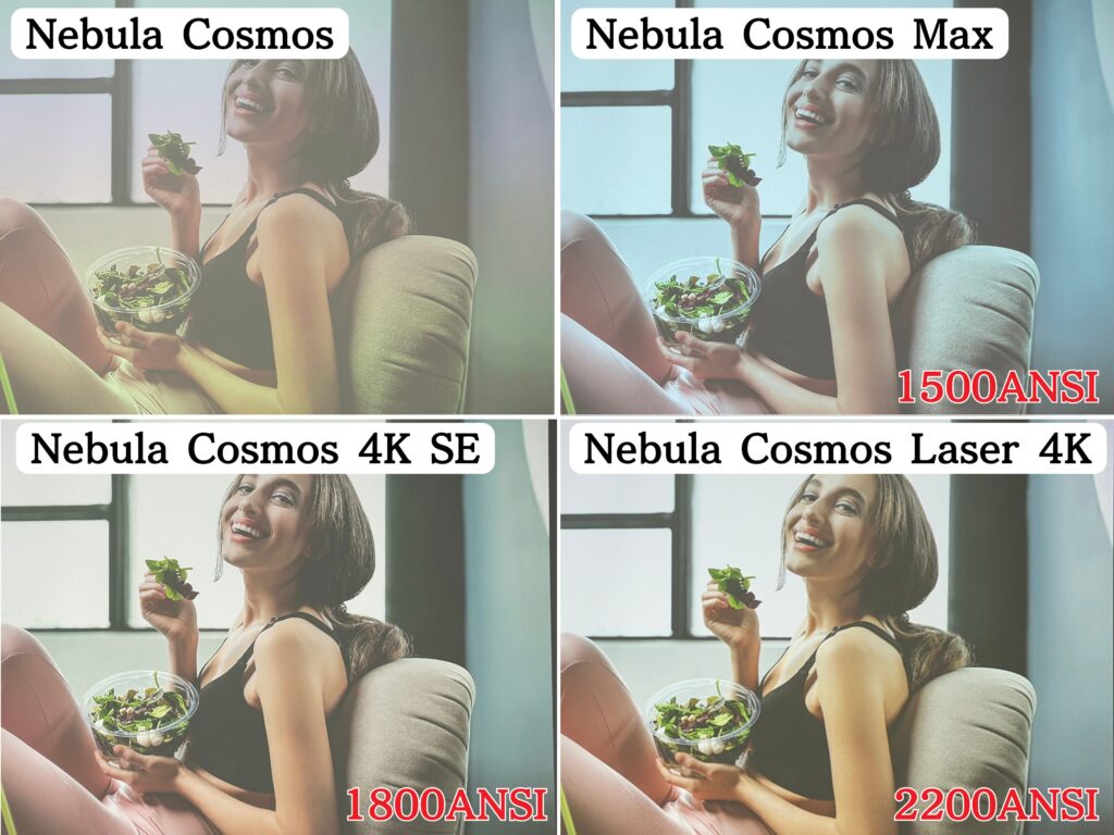 Nebula Cosmosシリーズ明るい部屋での映像比較