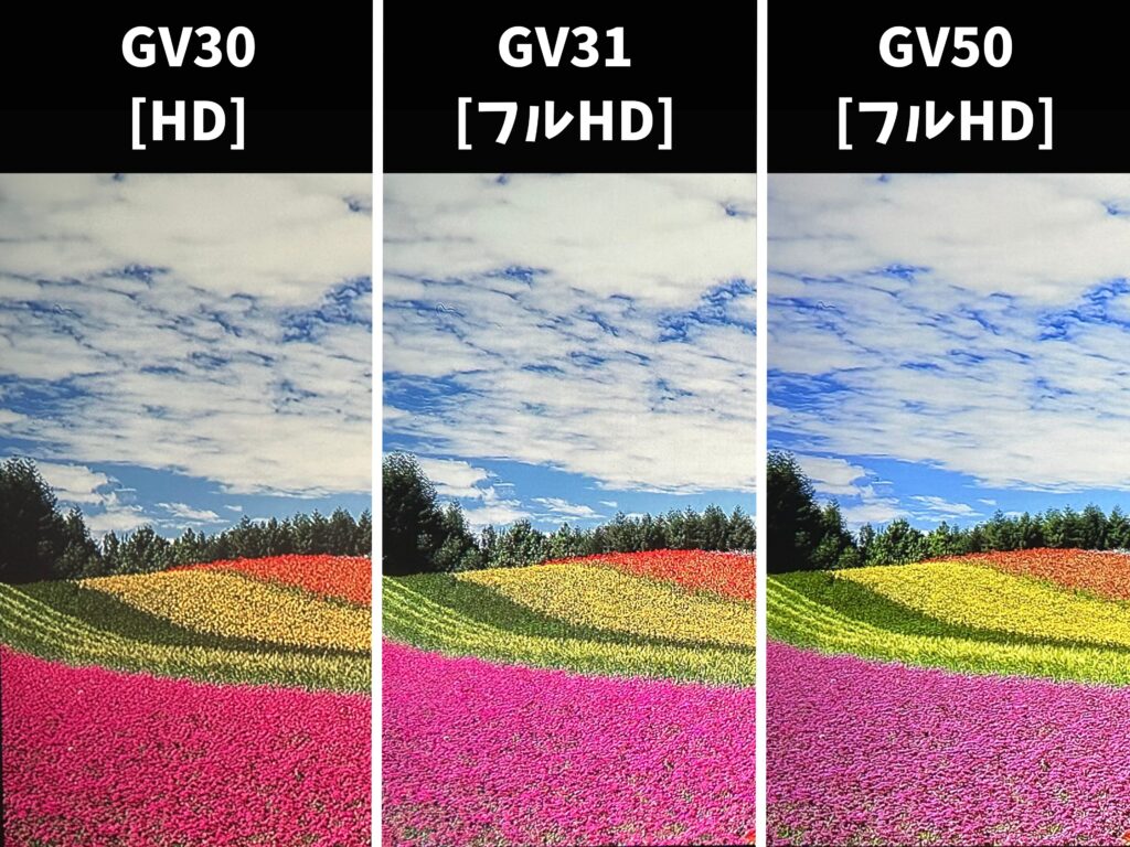 GV30とGV31とGV50解像度の比較