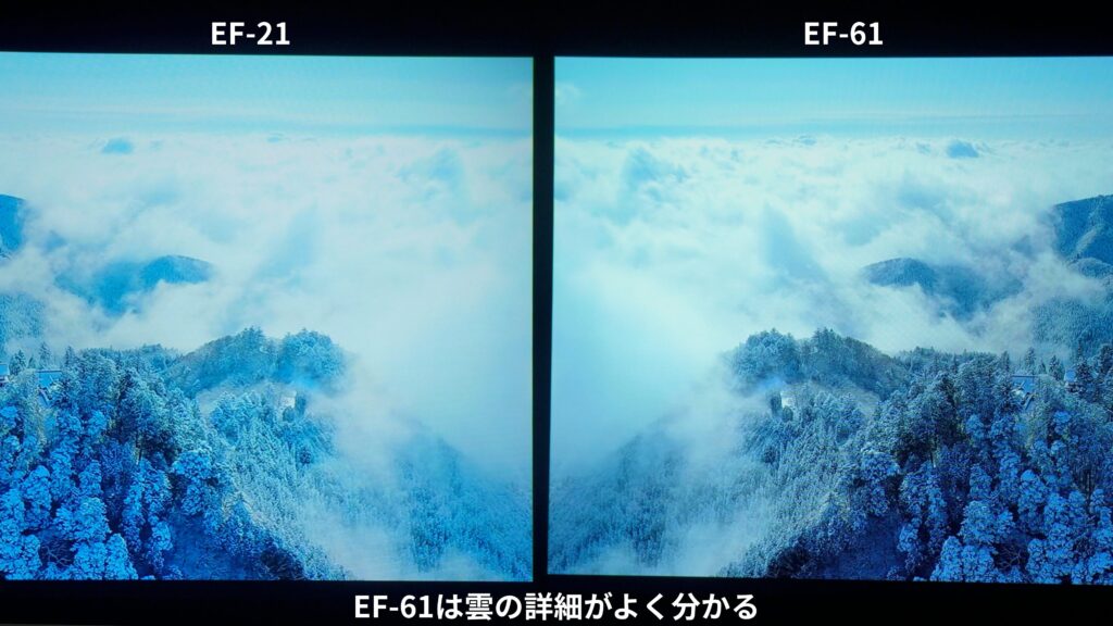 EF-21とEF-61のトーンマップの比較